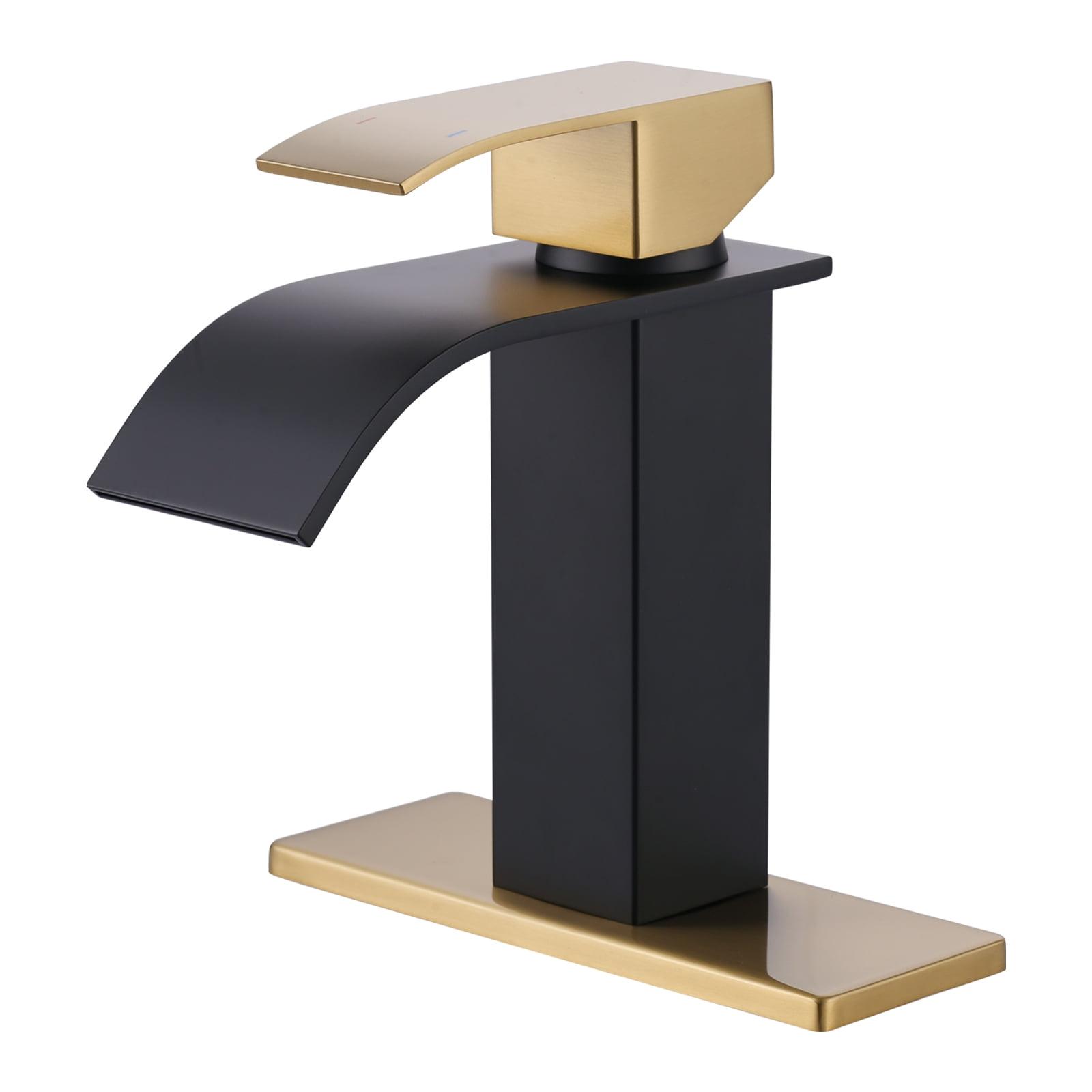 Gold and Black Stainless Steel Waterfall Bathroom Faucet