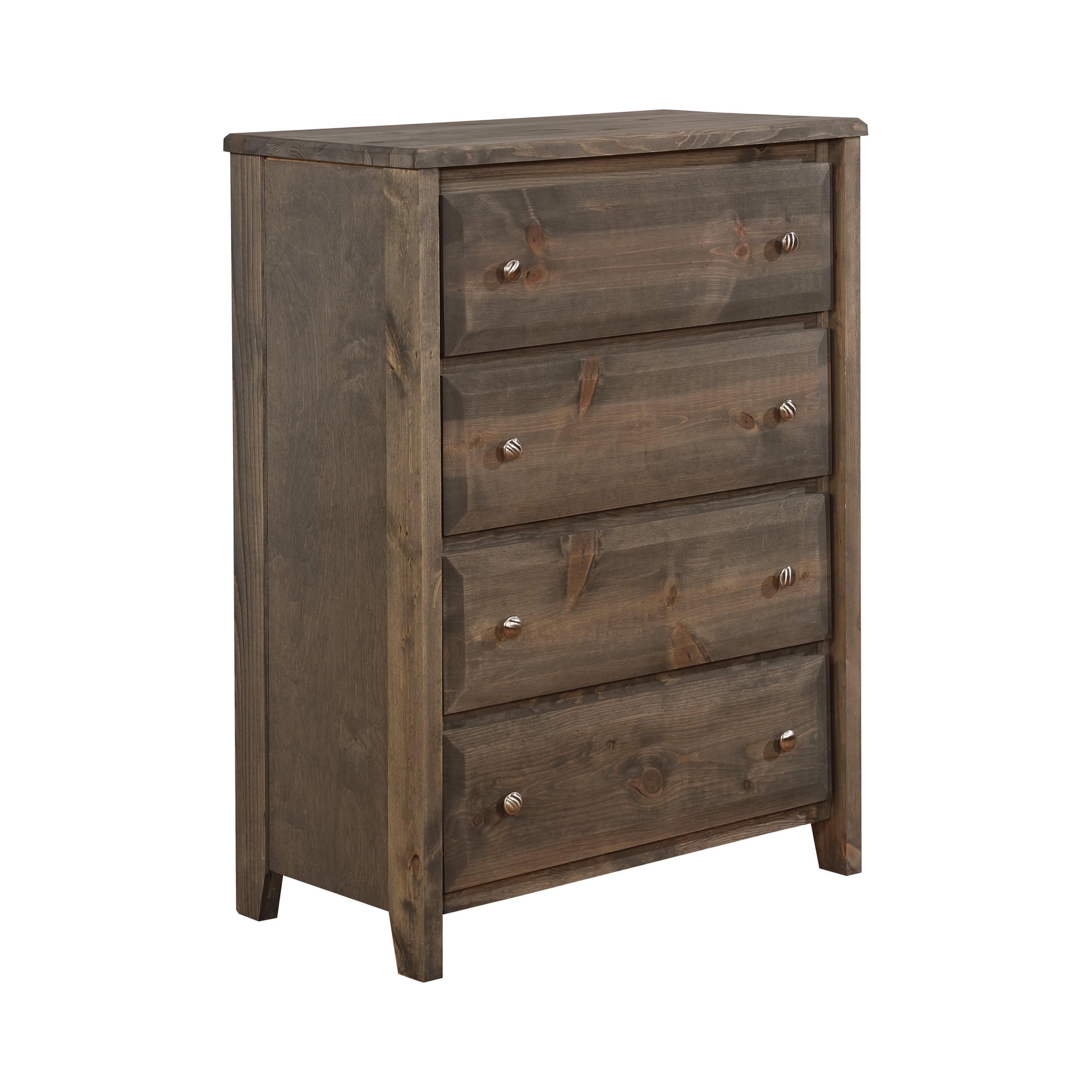 Transitional Gun Smoke Brown 4-Drawer Chest with Tapered Legs