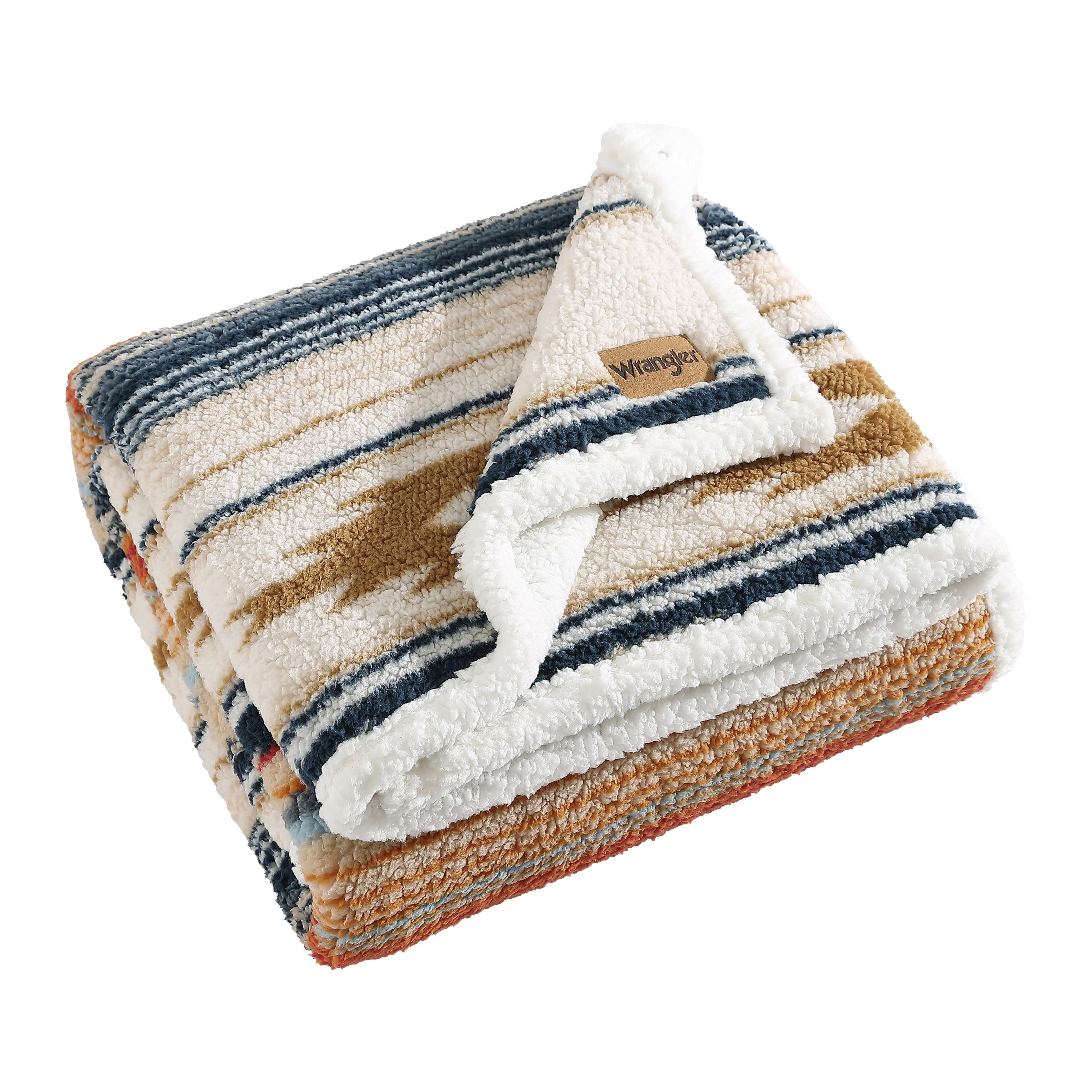 Wrangler Wrangler Printed Plush Sherpa Throw Blankets