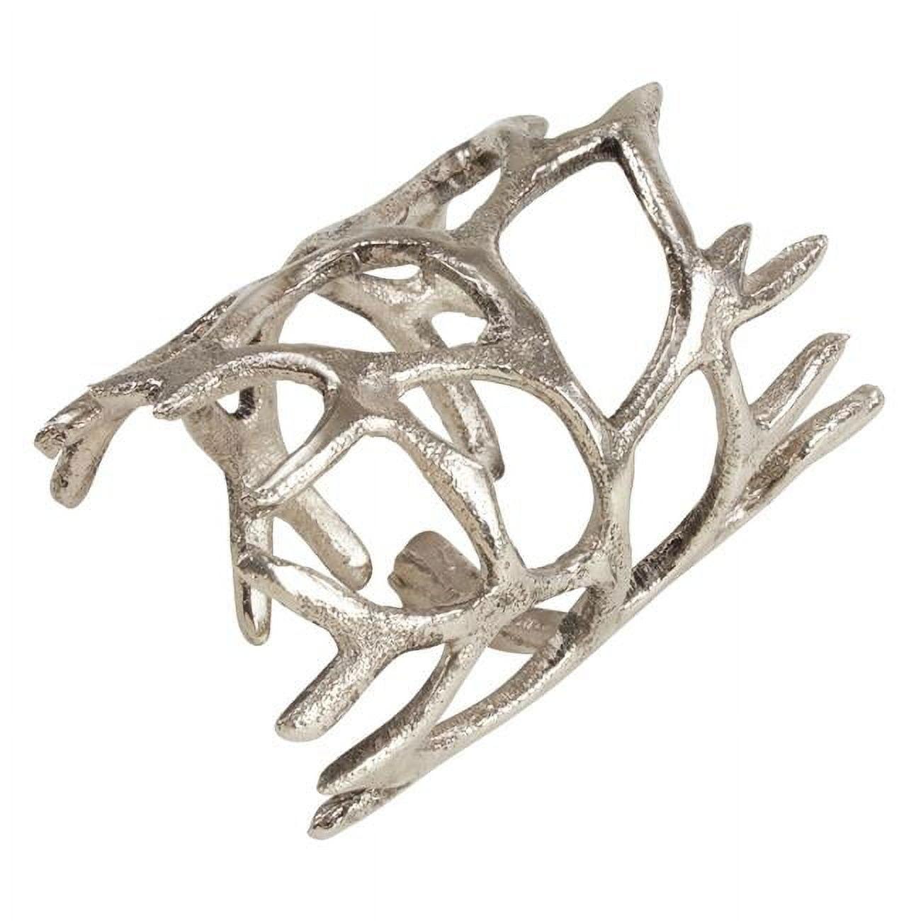 Silver Aluminum Wrapped Antlers Napkin Rings Set of 4