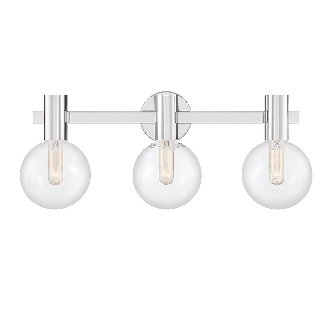 Wright 3-Light Chrome Vanity Light with Clear Glass Shades