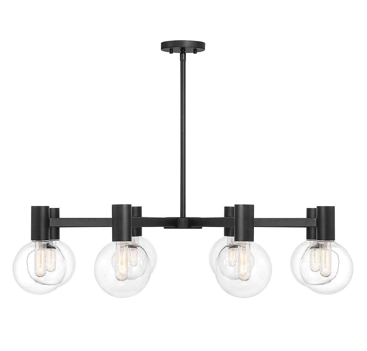 Wright Matte Black 8-Light Chandelier with Clear Glass Shades