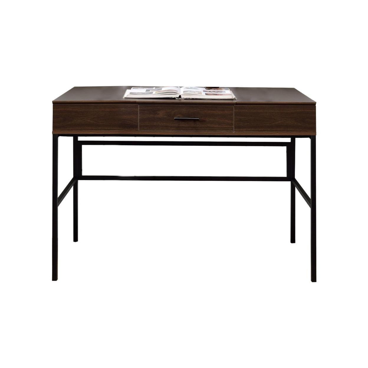 Adjustable Brown Wood Writing Desk with USB Port and Storage