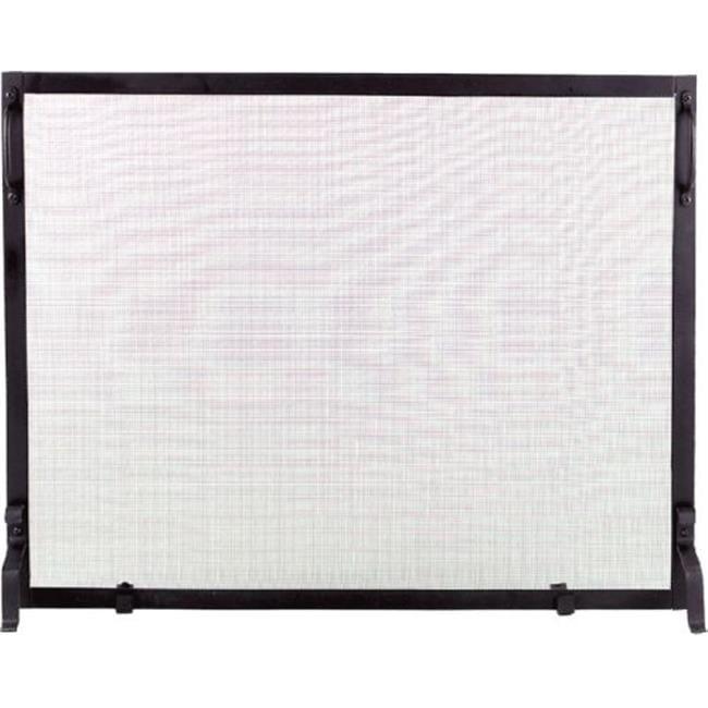 Black Steel Mesh Single Panel Fireplace Screen