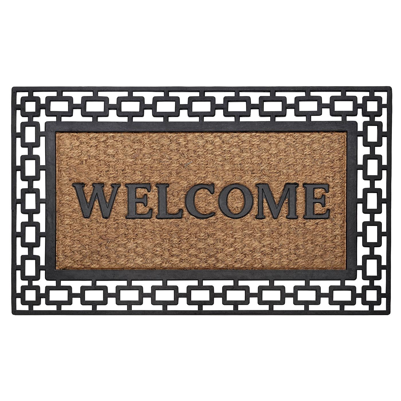 Wrought Iron Rubber Door Mat, 18" L x 30" W, Rectangle, Art Deco