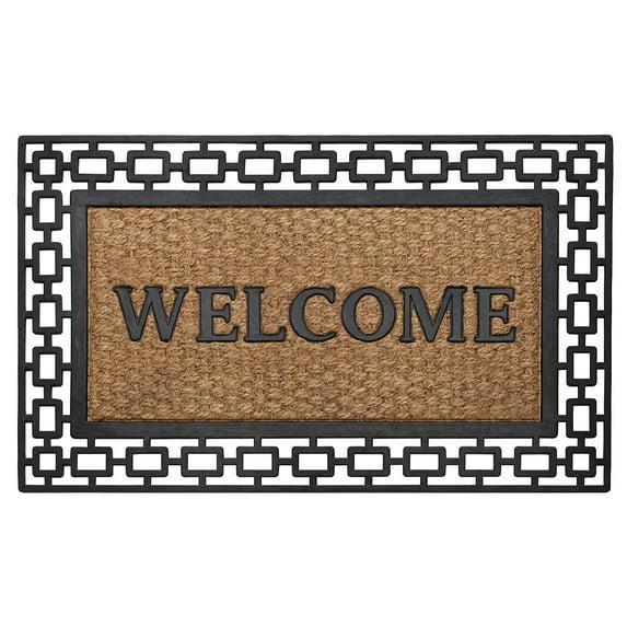 Wrought Iron Rubber Door Mat, 18" L x 30" W, Rectangle, Art Deco