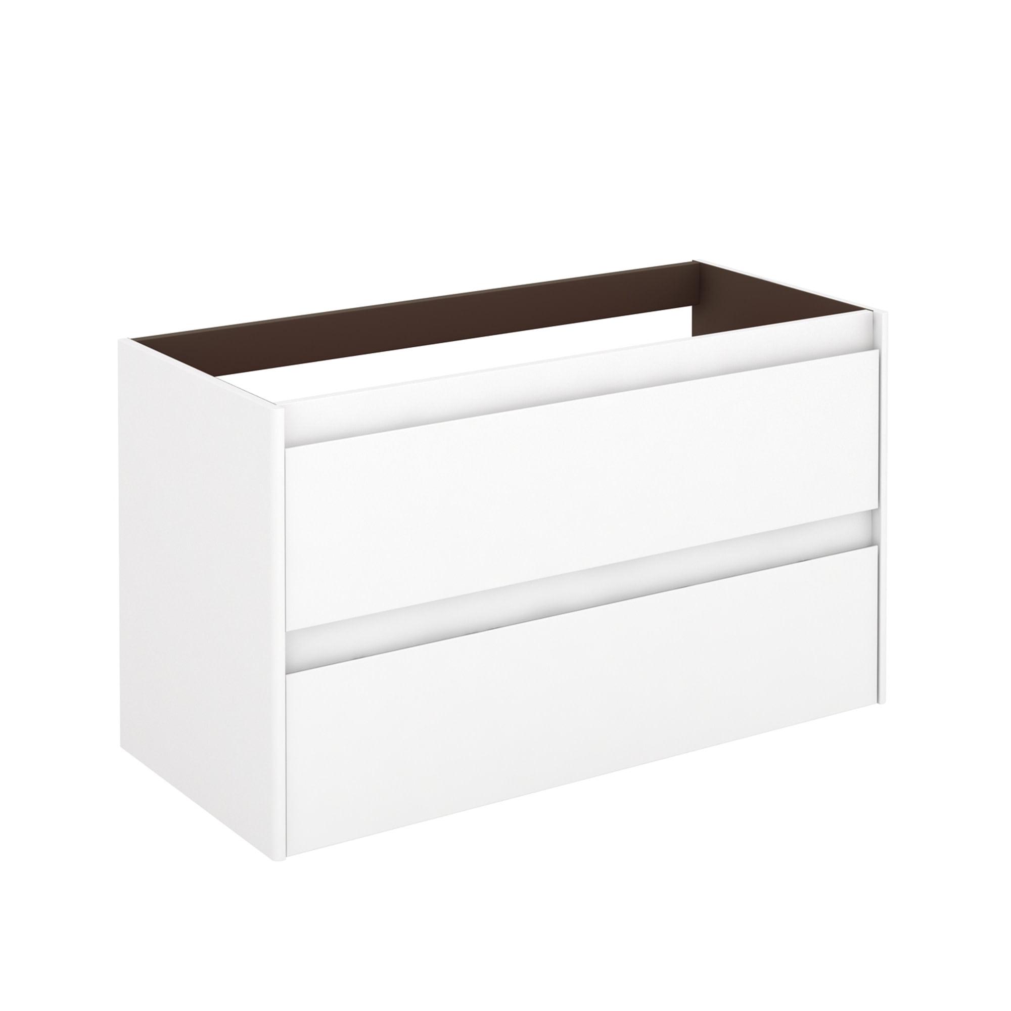 Glossy White 39.3" MDF Floating Vanity Base with Chrome Highlights