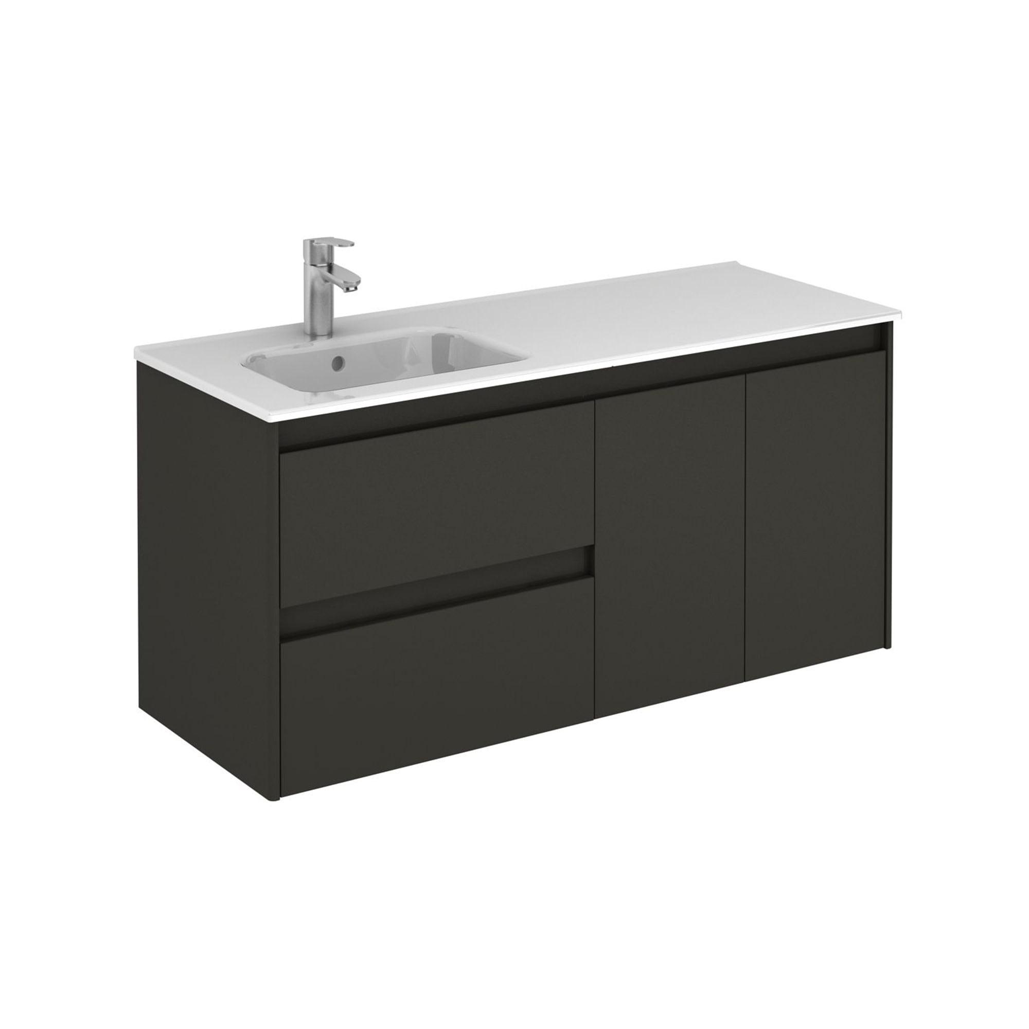 Ambra 48'' Gloss Anthracite Wall-Mounted Single Sink Vanity with Soft Close