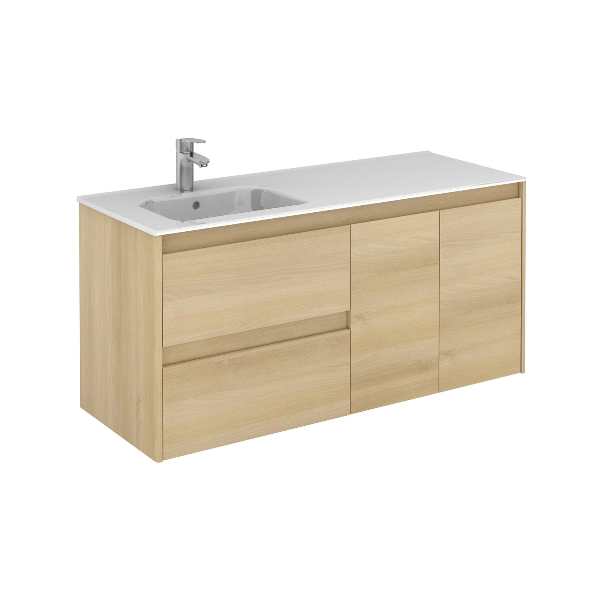 Ambra Nordic Oak 47.5'' Wall-Mount Freestanding Single Vanity with Porcelain Top