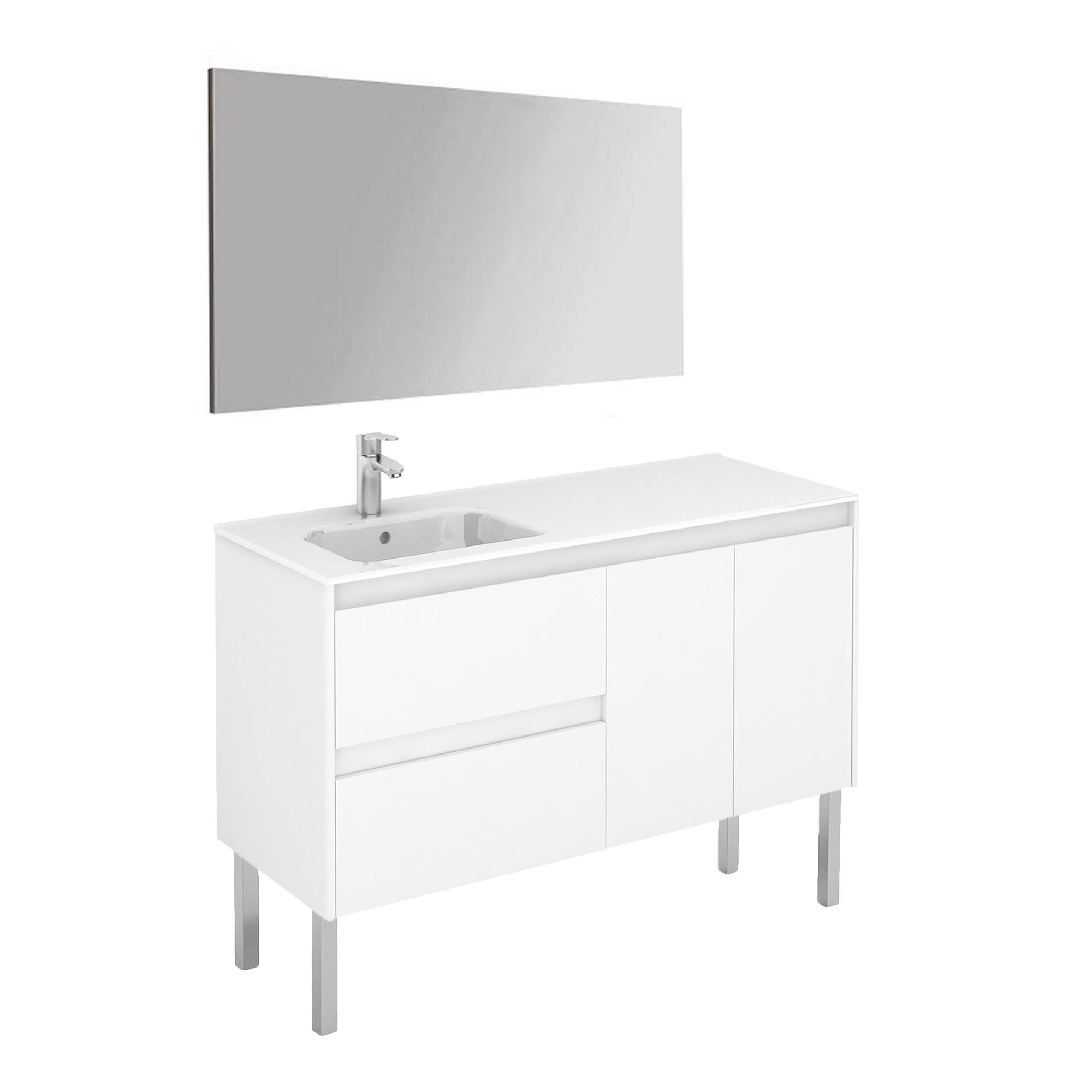 Ambra 47.5'' Glossy White Single Sink Bathroom Vanity with Mirror