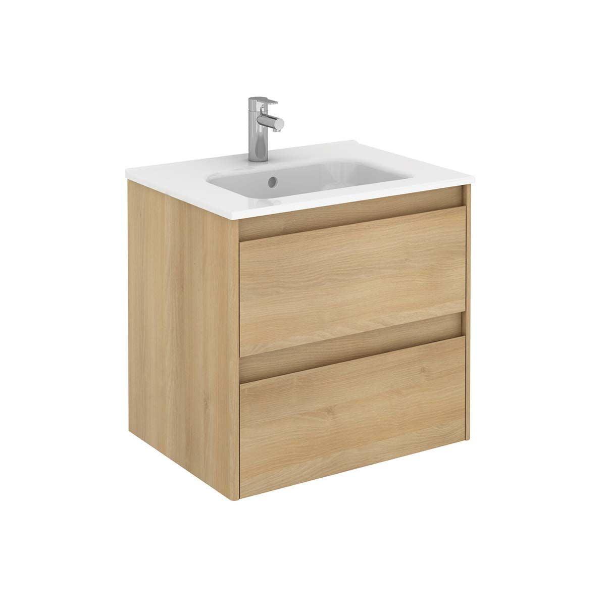 Ambra 24" Nordic Oak Wall-Mounted Modern Vanity with Ceramic Sink