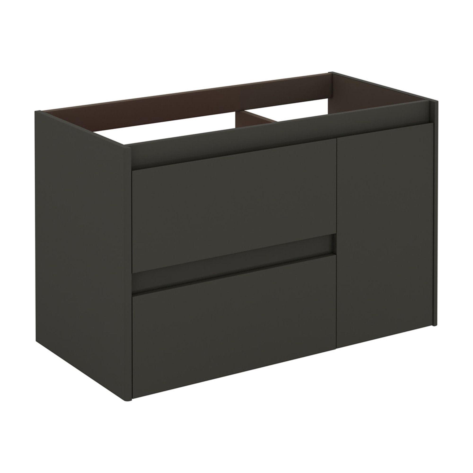 Glossy Anthracite Wall-Mounted Single Sink Vanity with MDF