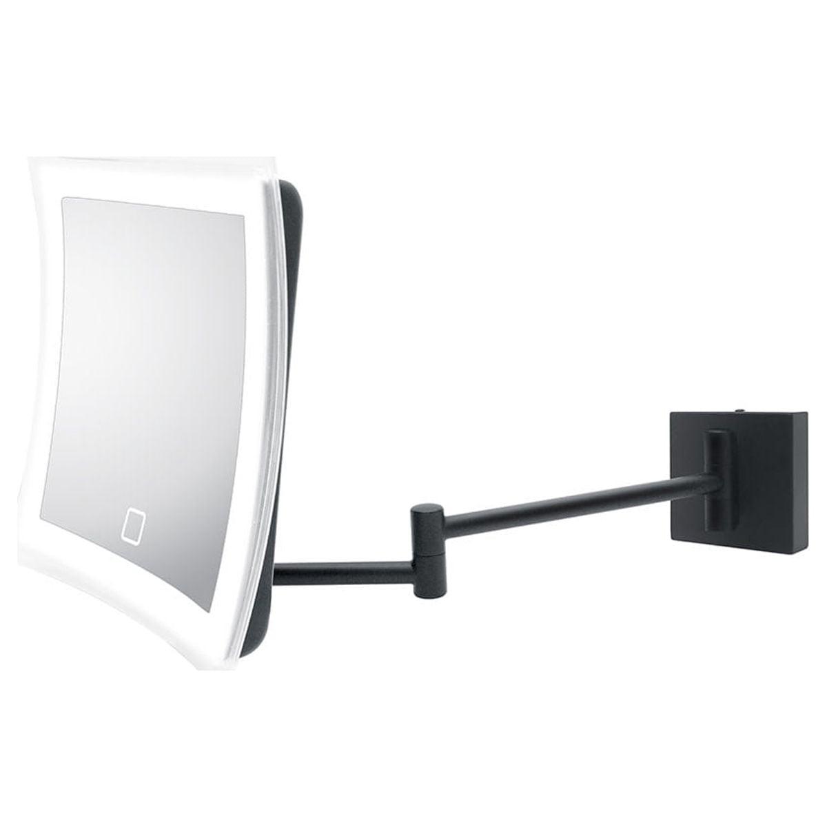 Beauty Magnifying Lighted Metal Framed Wall Mounted Makeup / Shaving Mirror in Matte Black