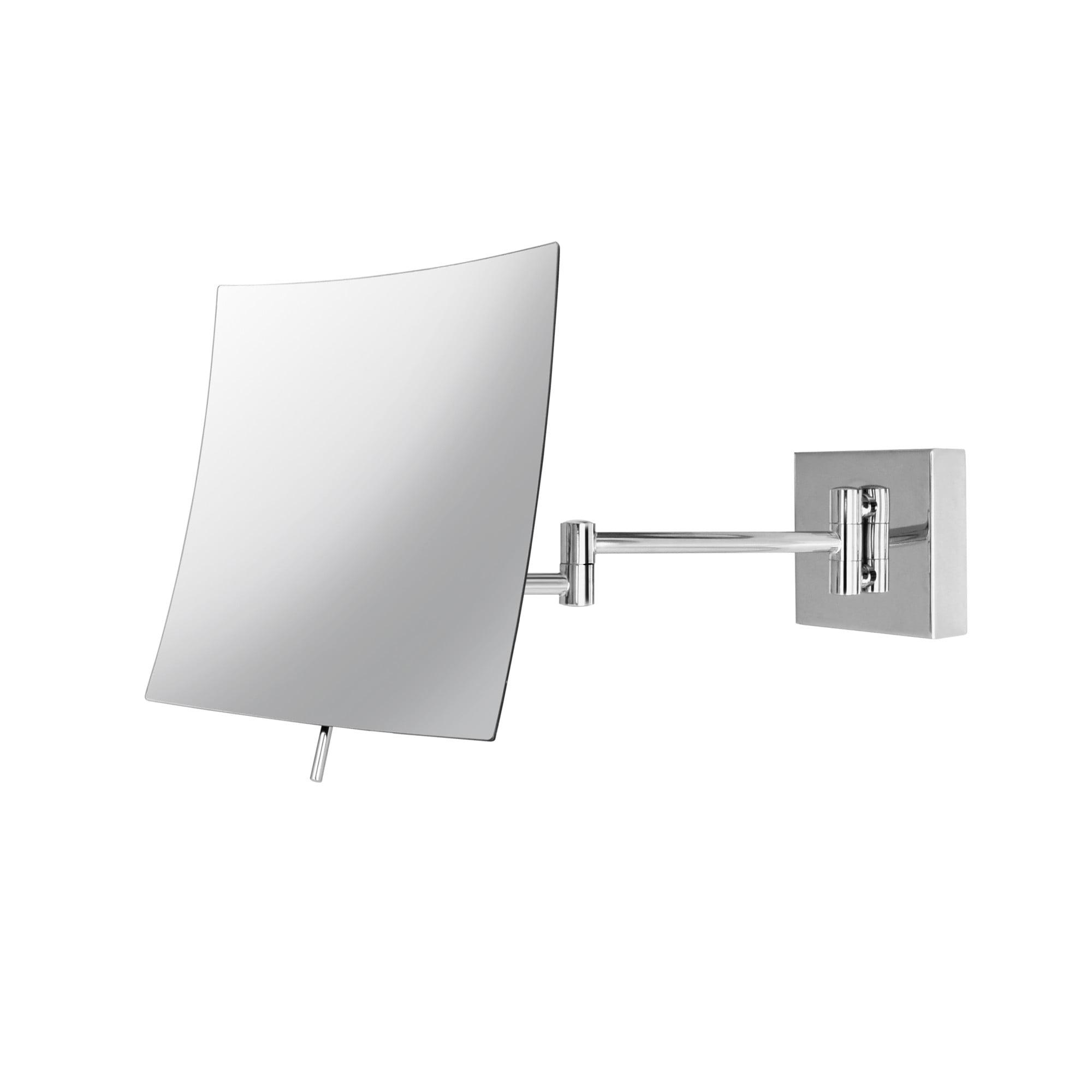 Elegant Polished Chrome Square Wall-Mounted Makeup Mirror