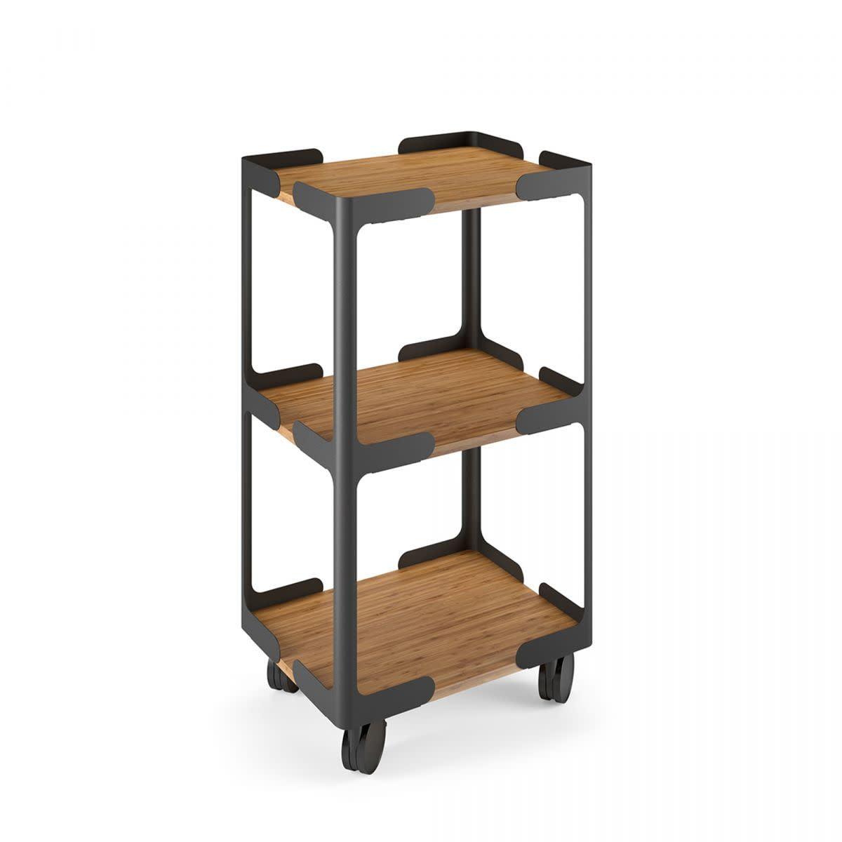 Sleek Bamboo 3-Tier Black Freestanding Bathroom Shelves