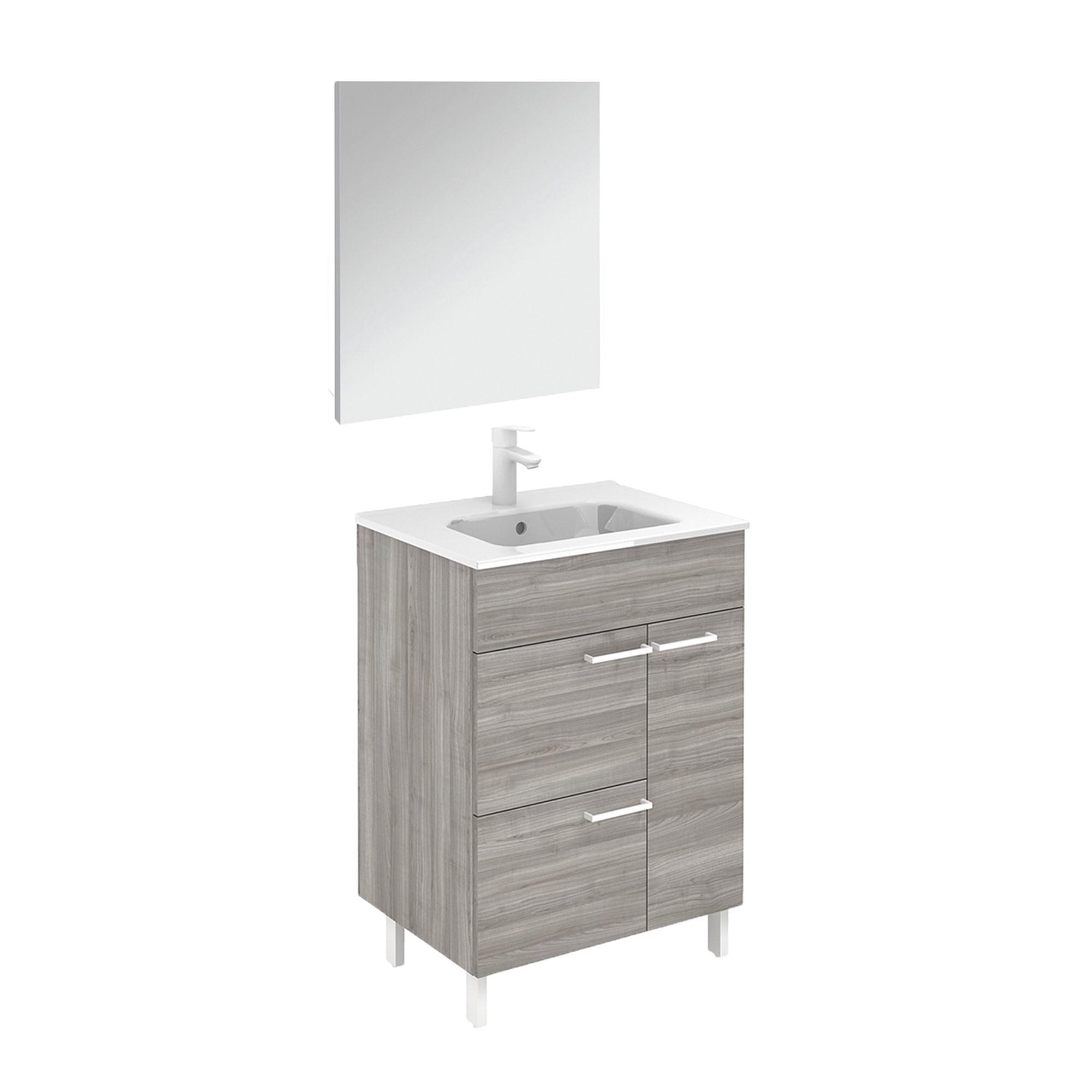 23.6'' Single Bathroom Vanity with Ceramic Top with Mirror