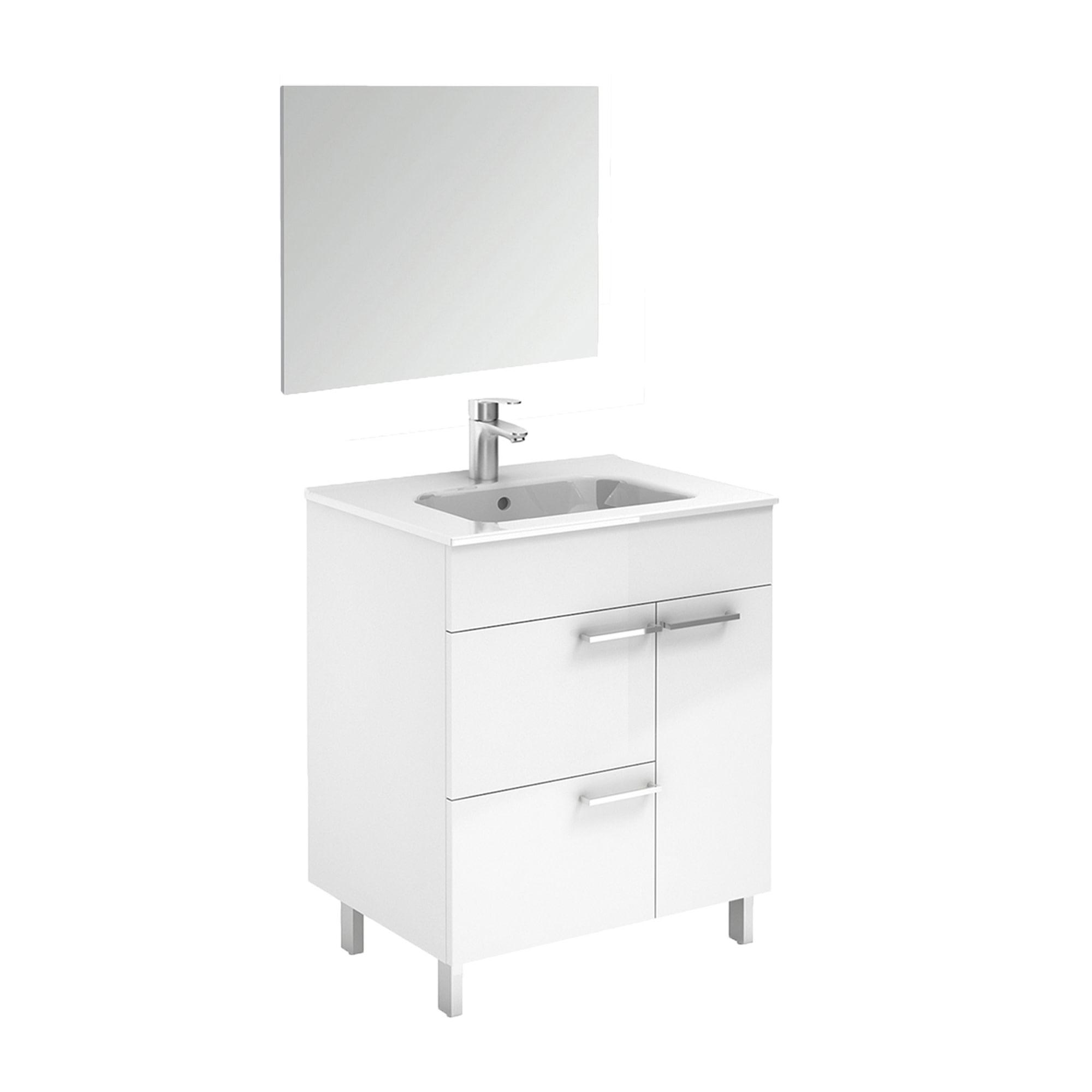 Elegance 32'' Glossy White Single Bathroom Vanity with Mirror