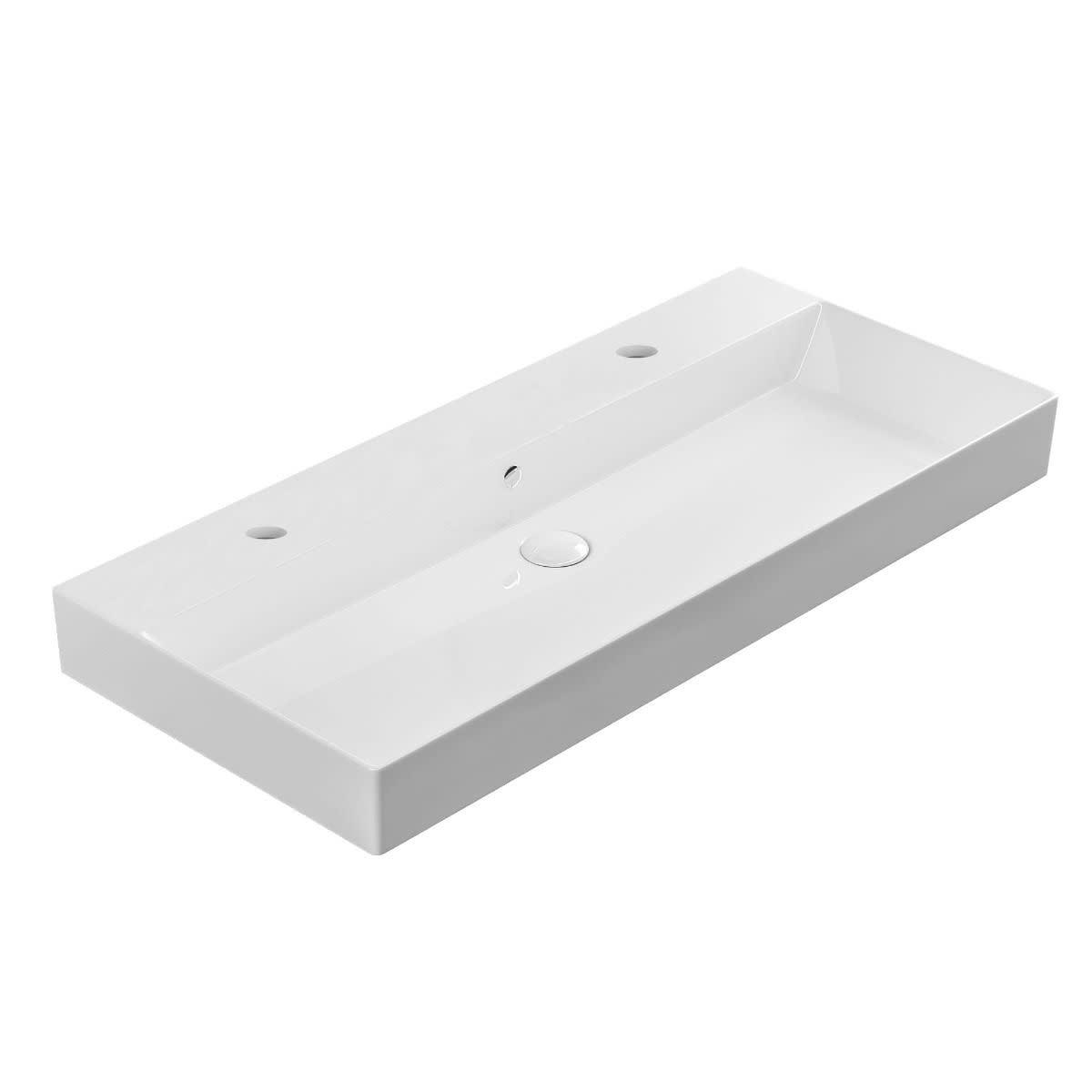 Energy 38-5/8" Gloss White Ceramic Wall Mounted Sink