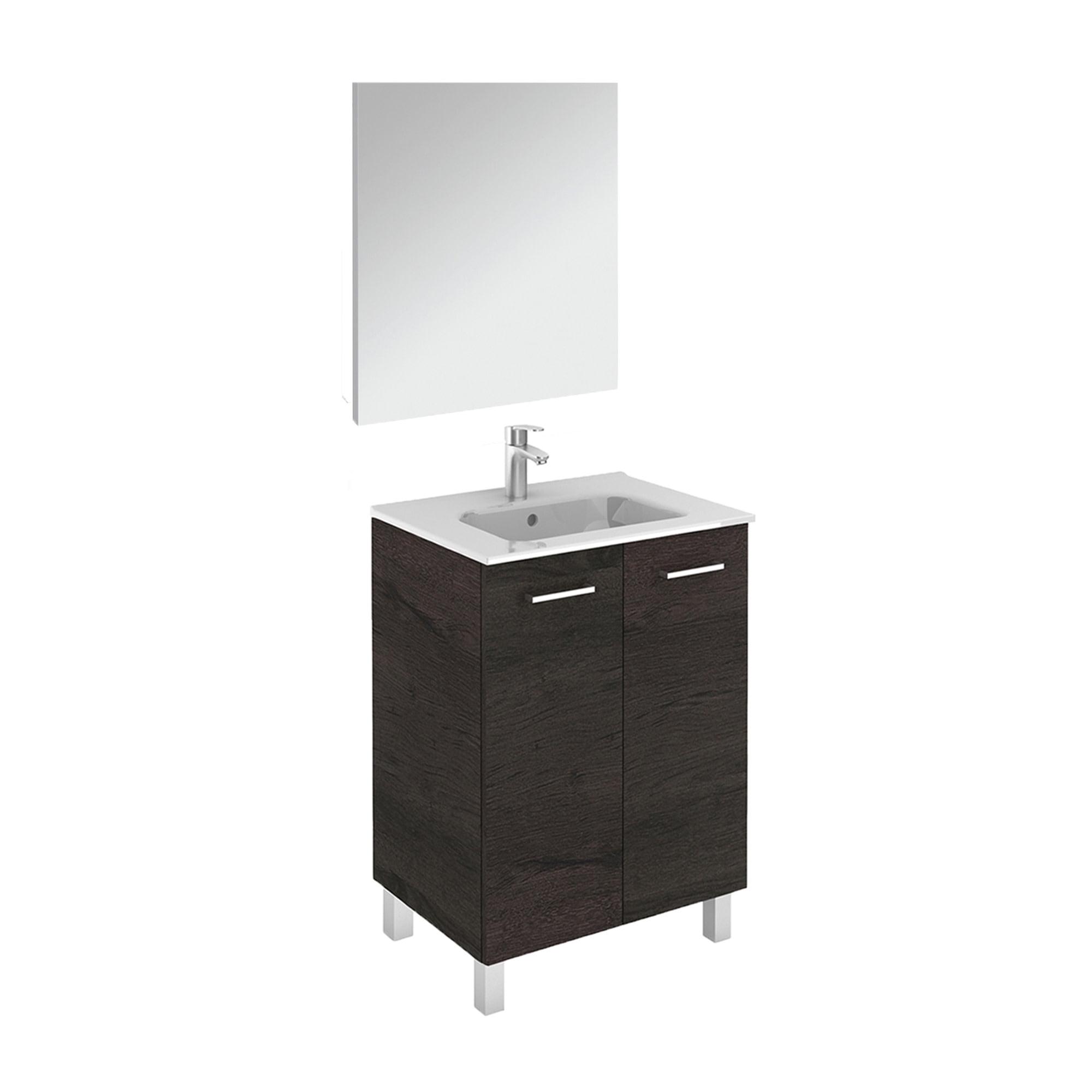 Logic 24" Wenge MDF Freestanding Single Bathroom Vanity with Ceramic Top