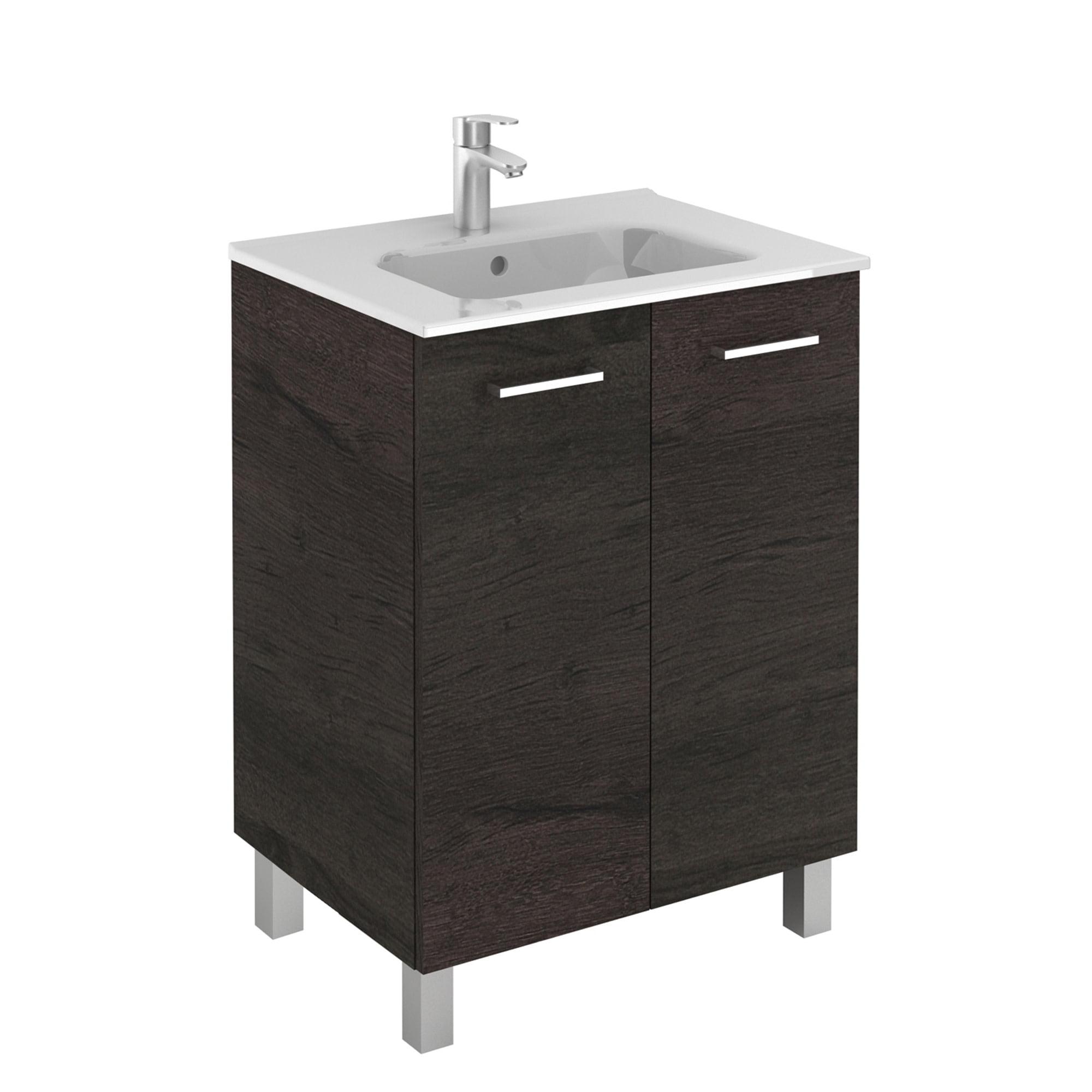 Wenge Logic 27.6'' Freestanding Single Bathroom Vanity with Ceramic Top