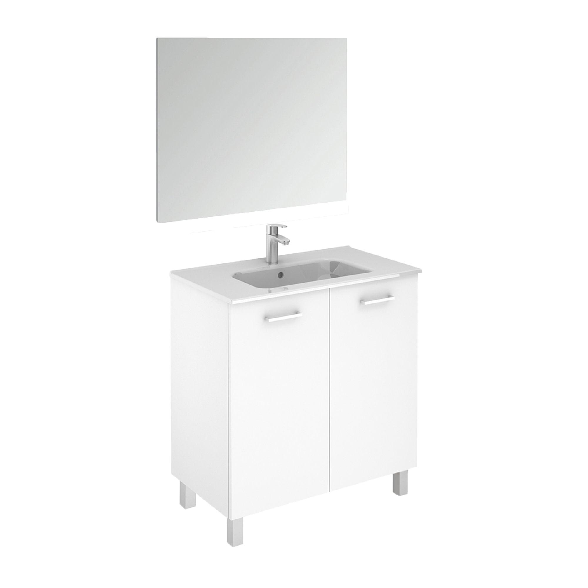 Sleek 31.5'' Glossy White Single Sink Bathroom Vanity with Ceramic Top