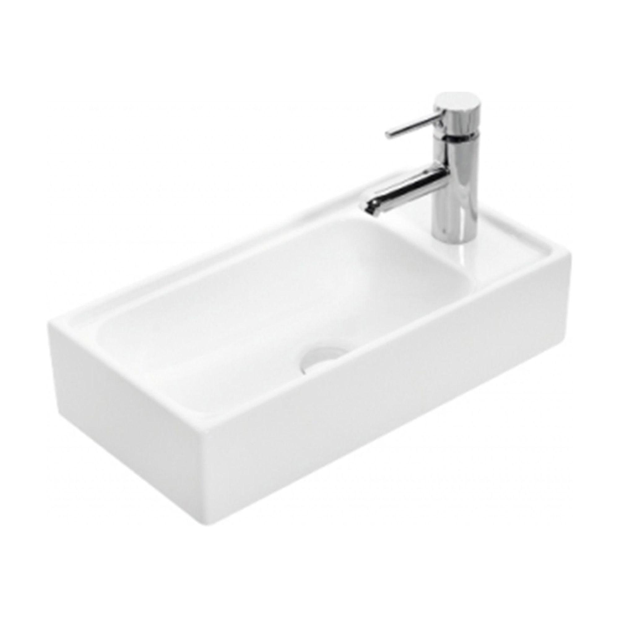 Minimalist Glossy White Ceramic Wall-Mount Bathroom Sink