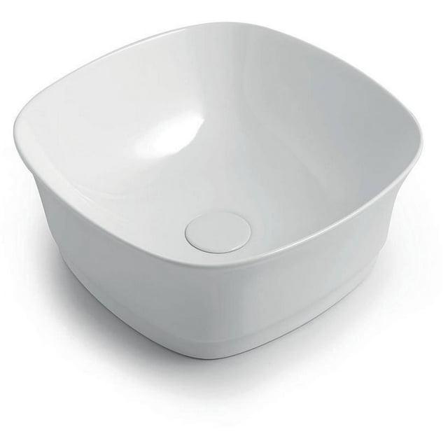 WS Bath Collections Mood 16.9'' Glossy White Ceramic Square Bathroom Sink