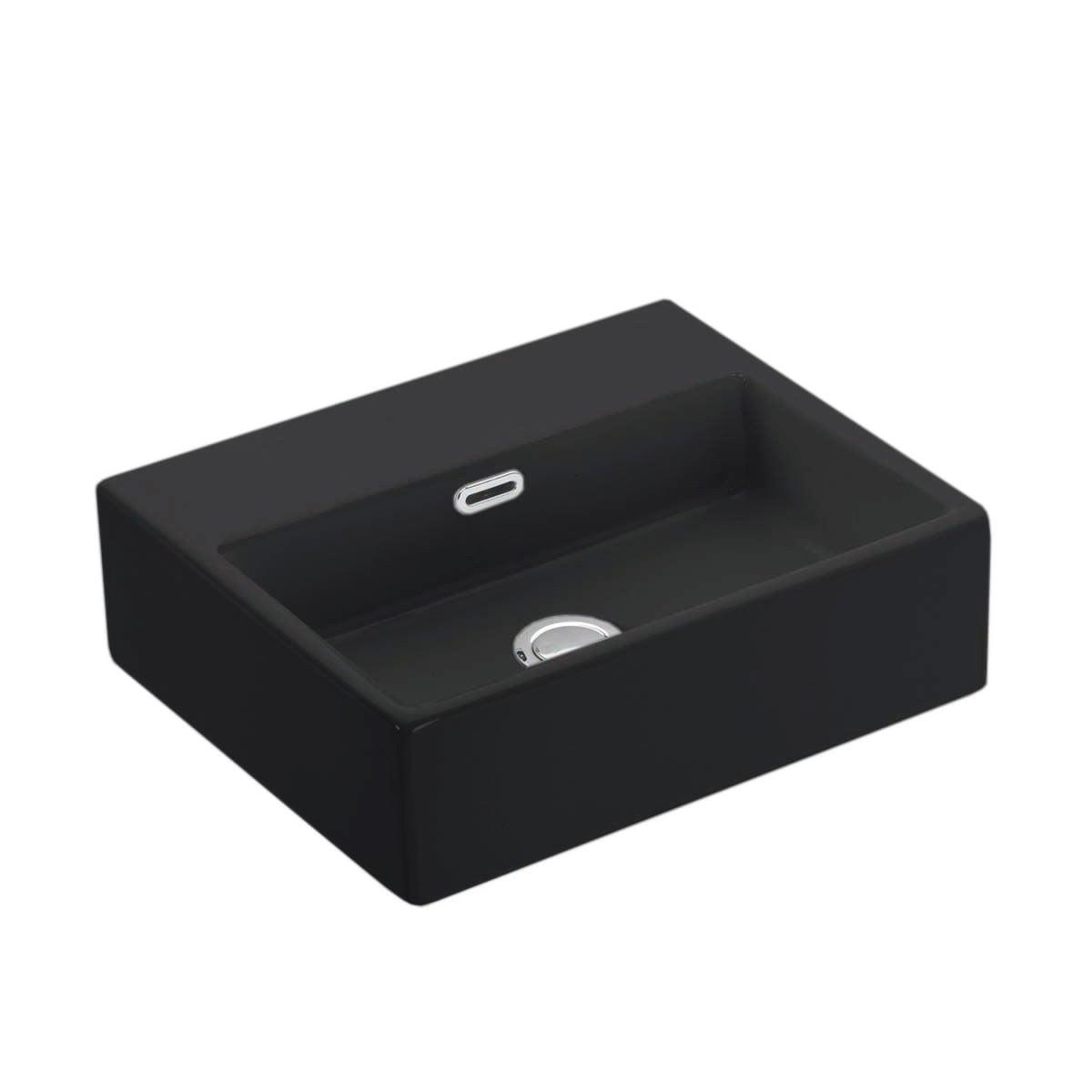 Quattro 16.9'' Gloss Black Ceramic Bathroom Sink