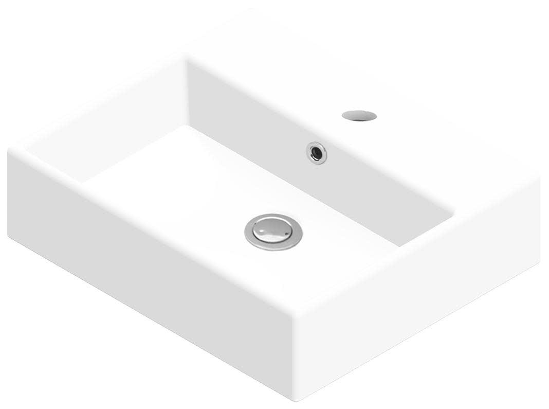 WS Bath Collections Quattro 16.5'' Matte White Ceramic Rectangular Bathroom Sink with Overflow