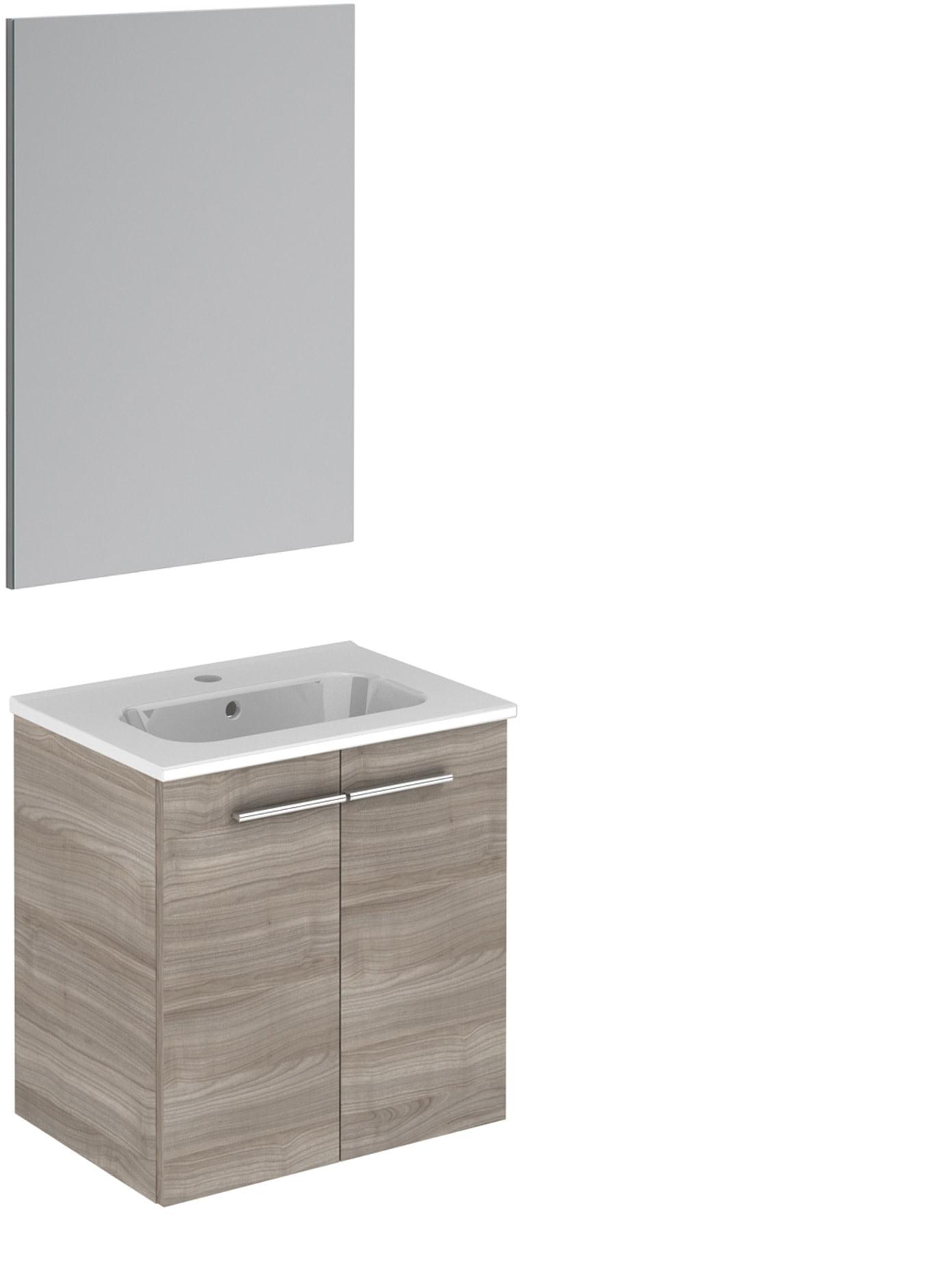 Sandy Grey 20" Modern Wall-Mount Single Sink Vanity Set with Mirror