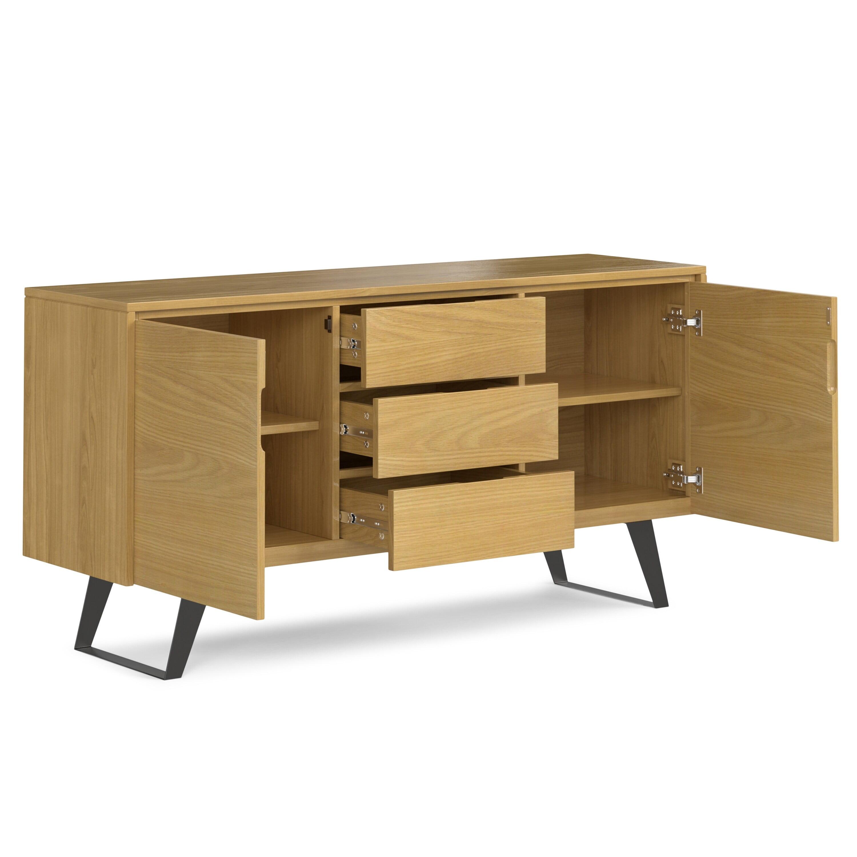 Mitchell Oak Veneer 60'' Wide Modern Industrial Sideboard Buffet