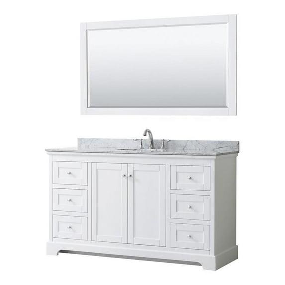 Wyndham Collection Avery 60" Oval Sink Wood Single Bathroom Vanity in White