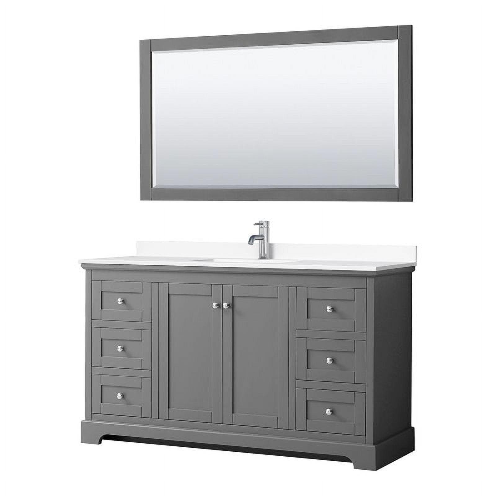 Avery 60'' Dark Gray Single Bathroom Vanity with Marble Top