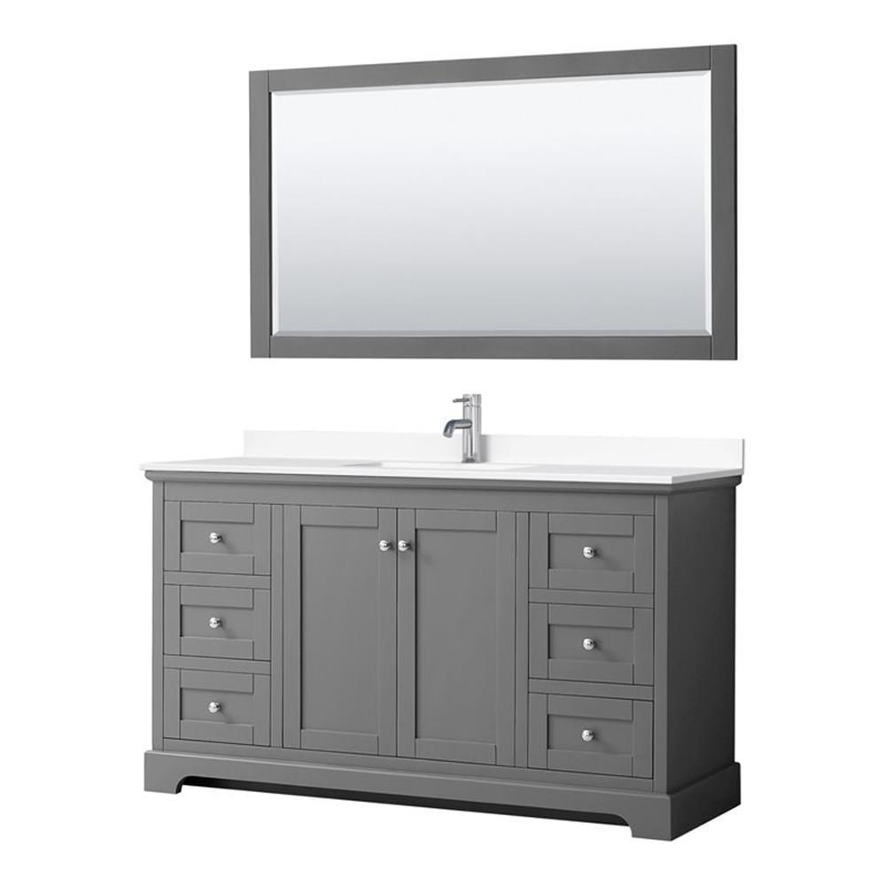 Avery 60'' Single Bathroom Vanity with Marble Top with Mirror