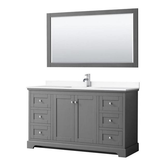 Wyndham Collection Avery 60'' Single Bathroom Vanity with Marble Top with Mirror