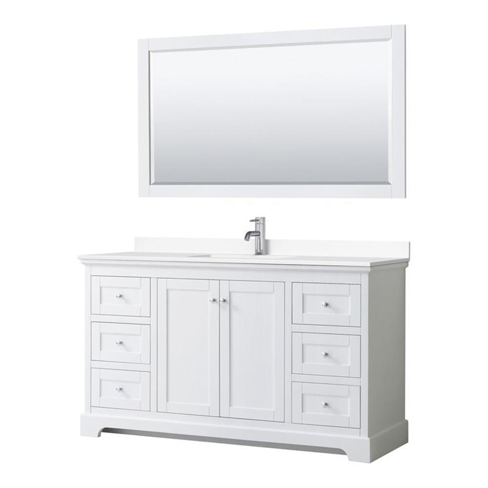 Avery 60'' Single Bathroom Vanity with Marble Top with Mirror