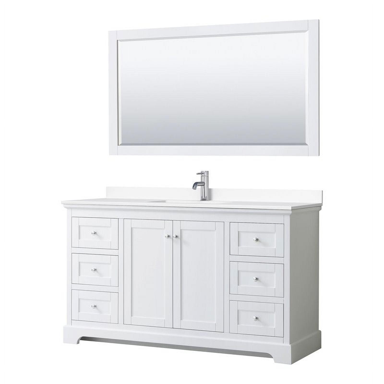 Wyndham Collection Avery 60'' Single Bathroom Vanity with Marble Top with Mirror