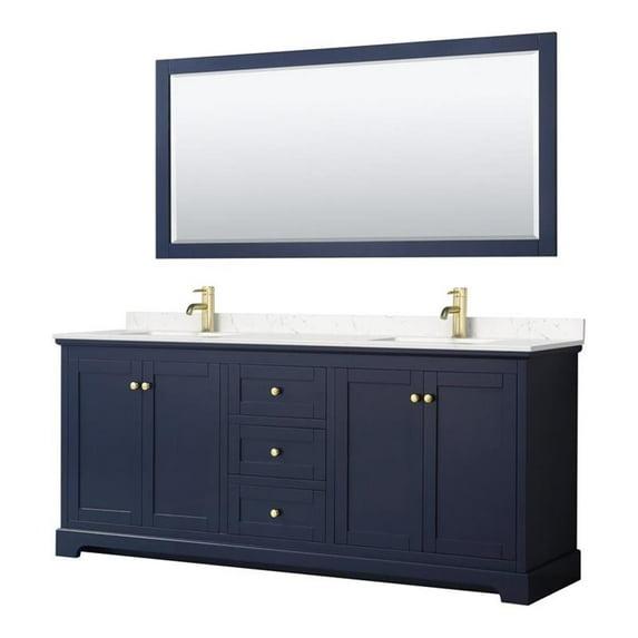 Wyndham Collection Avery 80'' Double Bathroom Vanity with Marble Top with Mirror