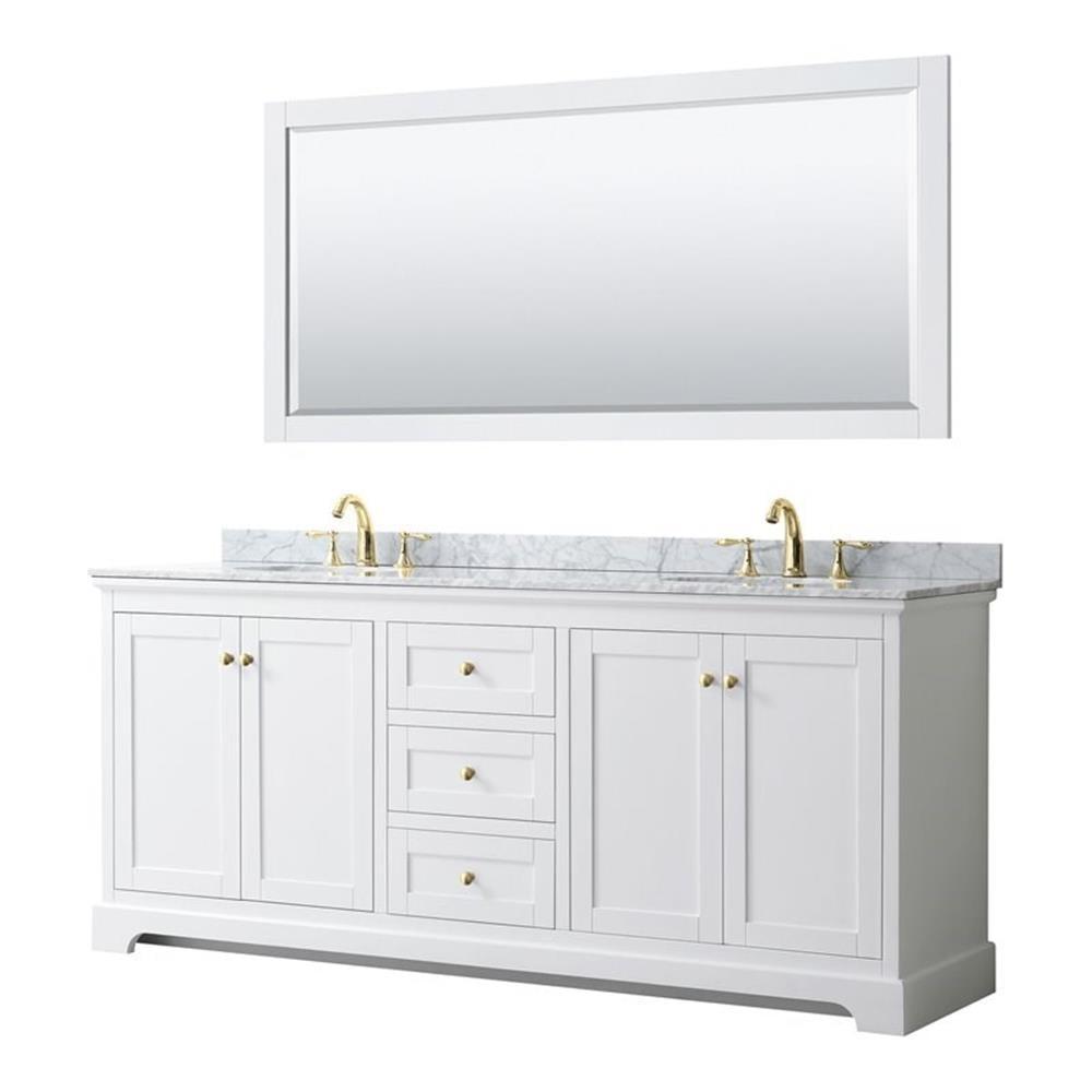 Avery 80'' Double Bathroom Vanity with Marble Top with Mirror