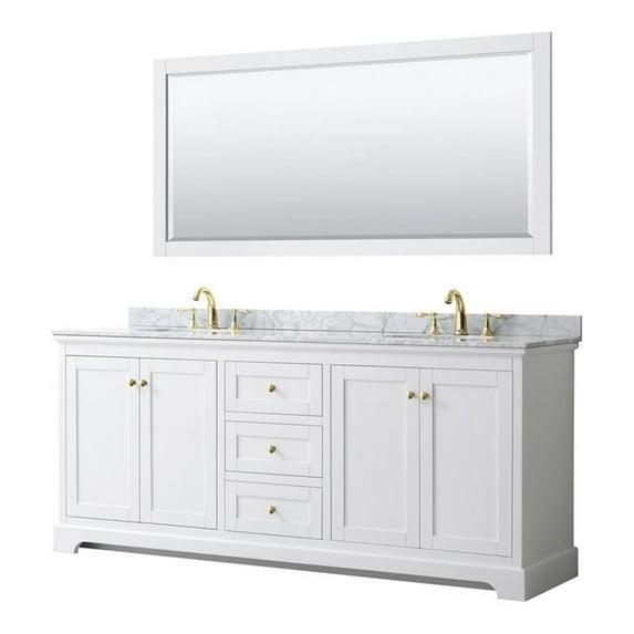 Wyndham Collection Avery 80'' Double Bathroom Vanity with Marble Top with Mirror