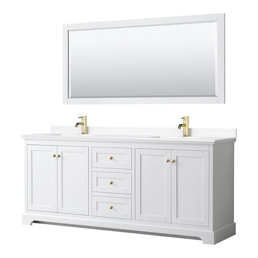 Avery 80'' Double Bathroom Vanity with Marble Top with Mirror