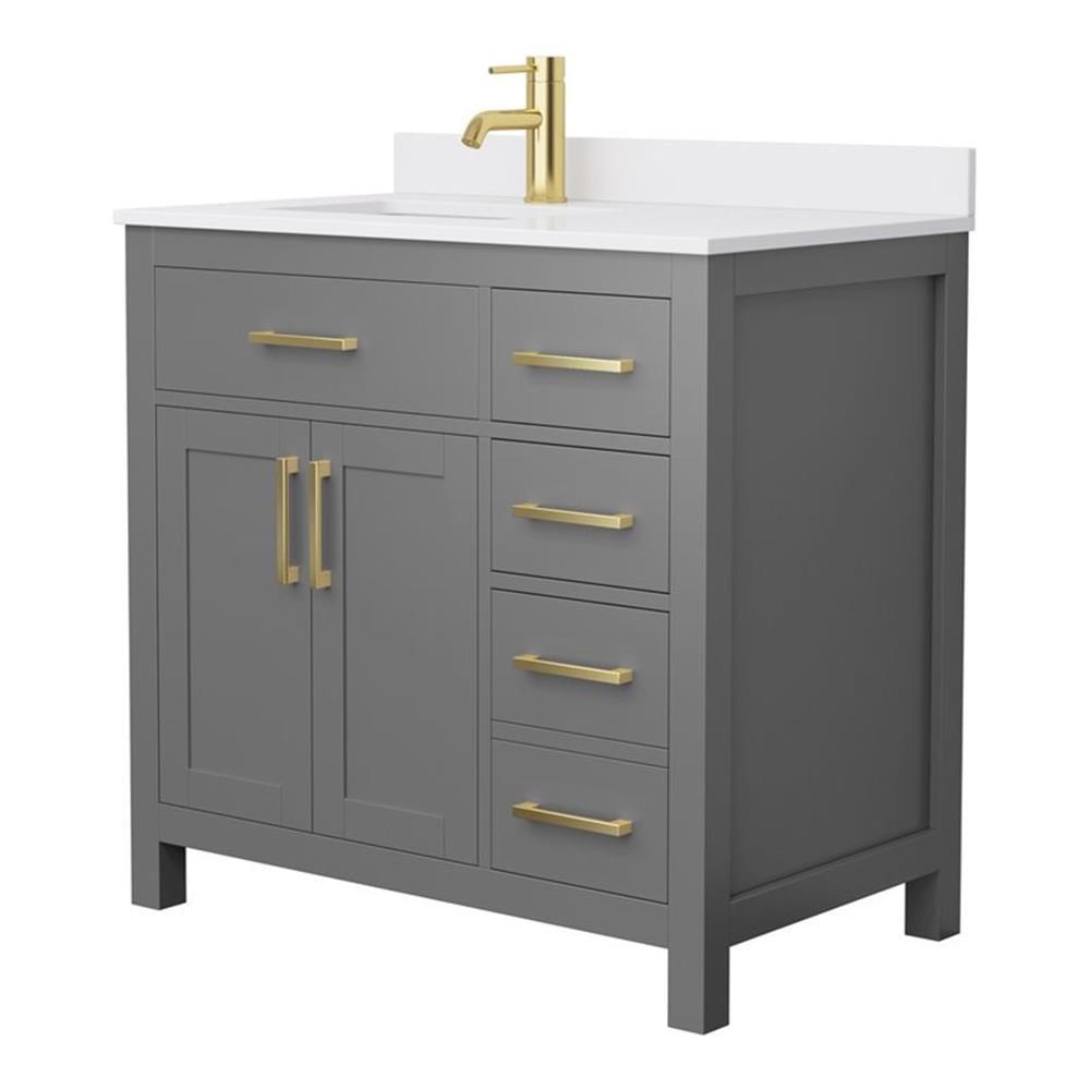 Wyndham Collection Beckett 36" Freestanding Single Bathroom Vanity with Quartz Top