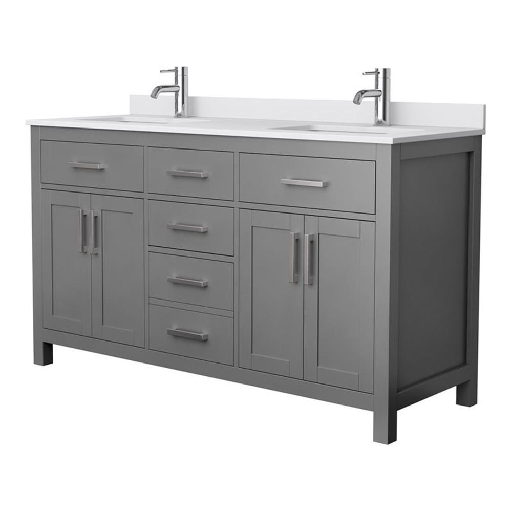 Beckett 60" Freestanding Double Bathroom Vanity with Cultured Marble Top