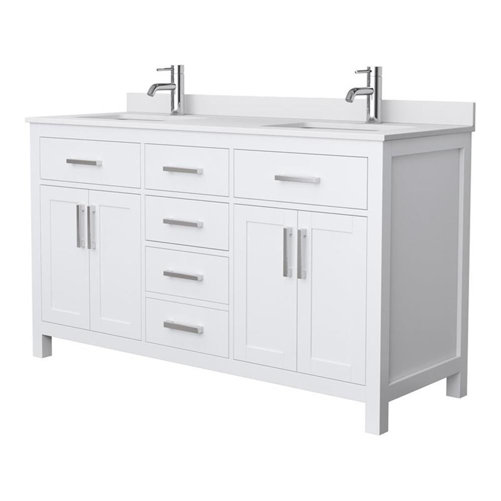 Beckett 60" Freestanding Double Bathroom Vanity with Cultured Marble Top