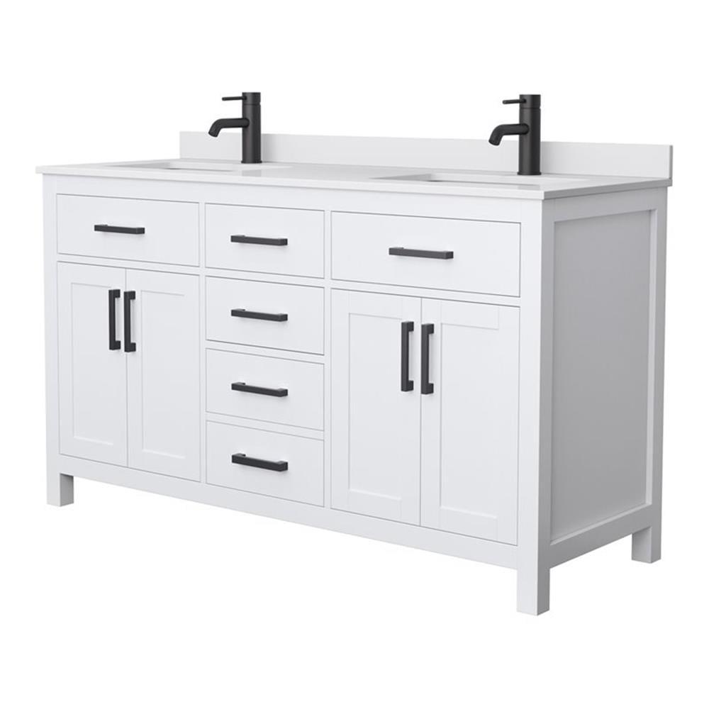 Beckett 60" Freestanding Double Bathroom Vanity with Cultured Marble Top