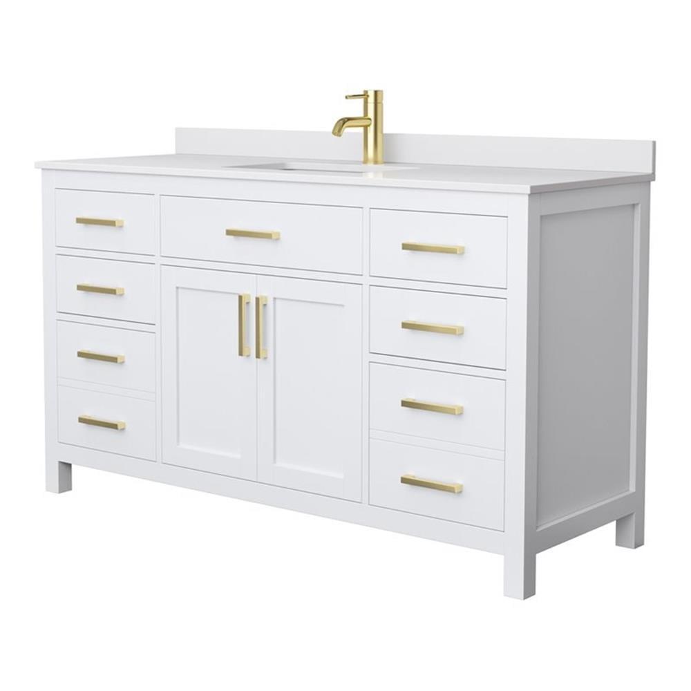 Beckett 60" Freestanding Single Bathroom Vanity with Cultured Marble Top