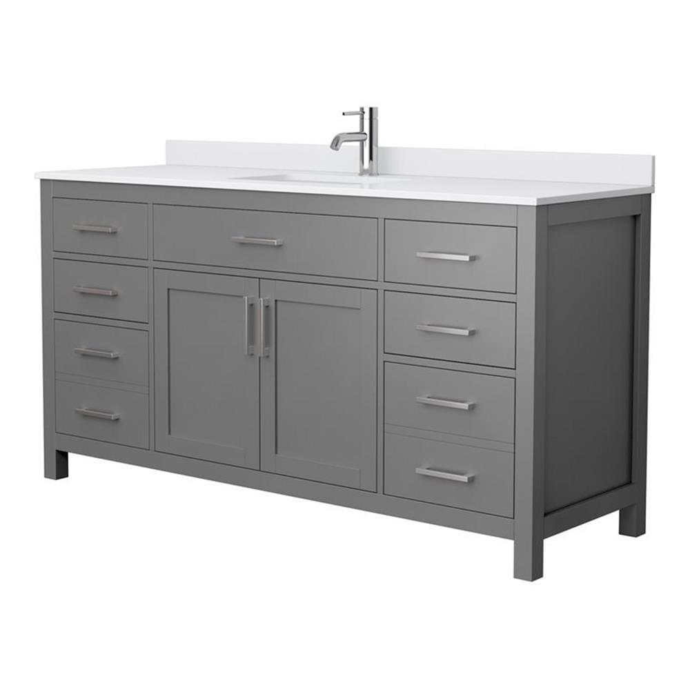 Beckett 66" Gray Freestanding Single Bathroom Vanity with Cultured Marble Top