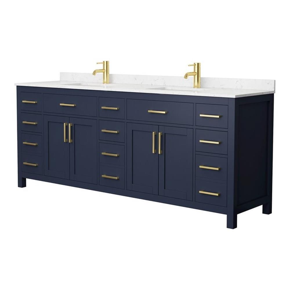 Wyndham Collection Beckett 84" Freestanding Double Bathroom Vanity with Cultured Marble Top