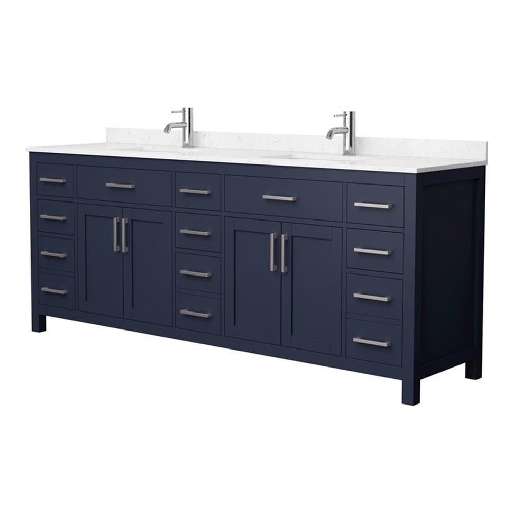Wyndham Collection Beckett 84" Freestanding Double Bathroom Vanity with Cultured Marble Top