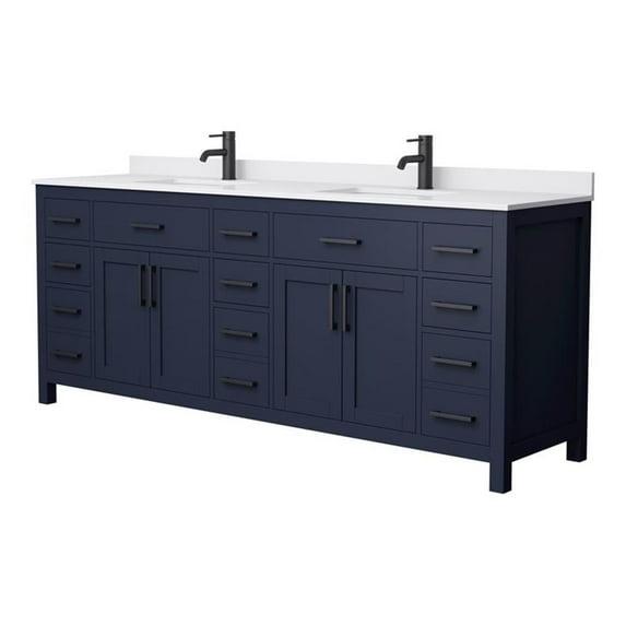 Wyndham Collection Beckett 84" Freestanding Double Bathroom Vanity with Cultured Marble Top